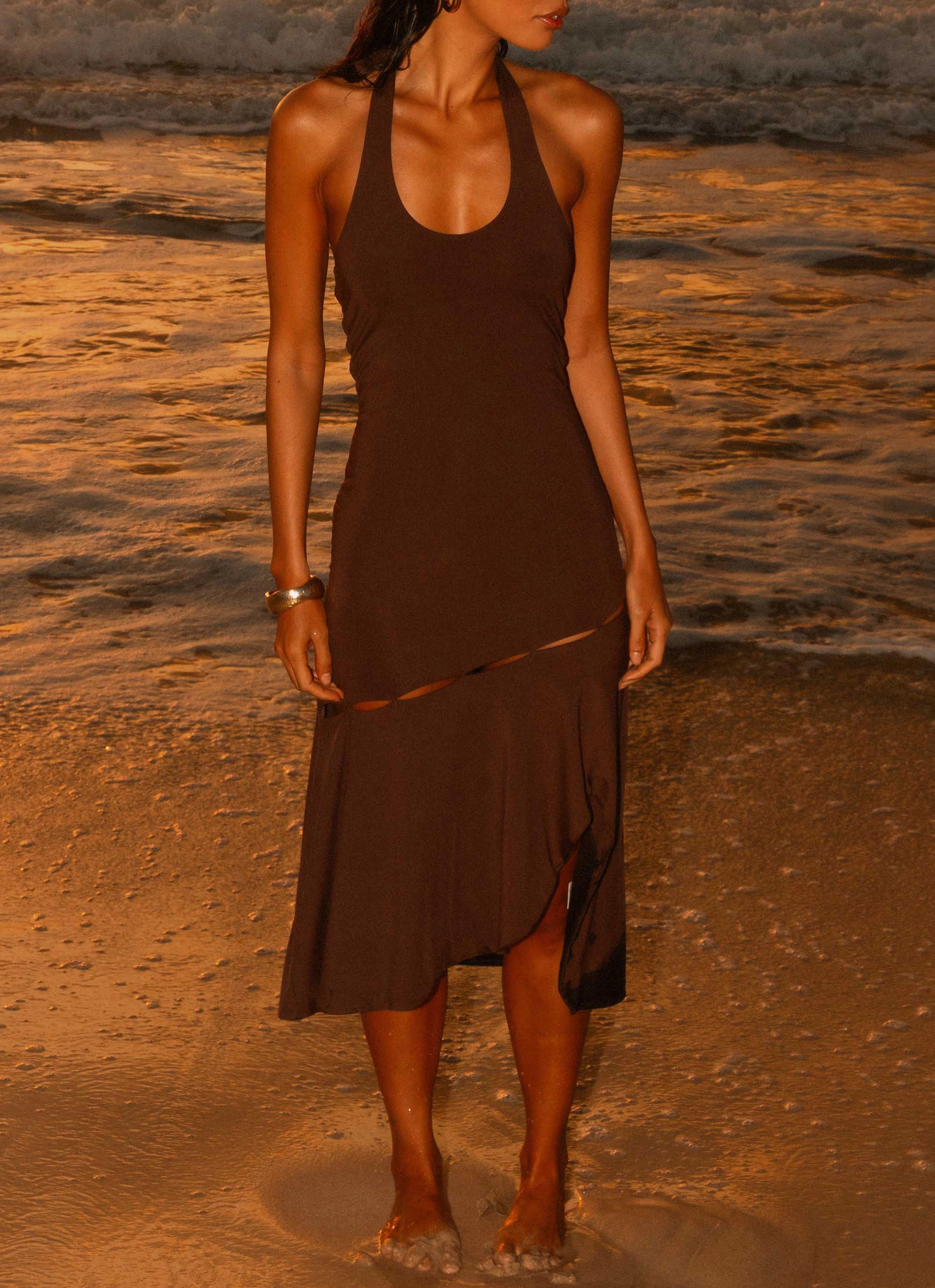 Back Detail Lightweight Wear Fast Times Midi Dress - Chocolate