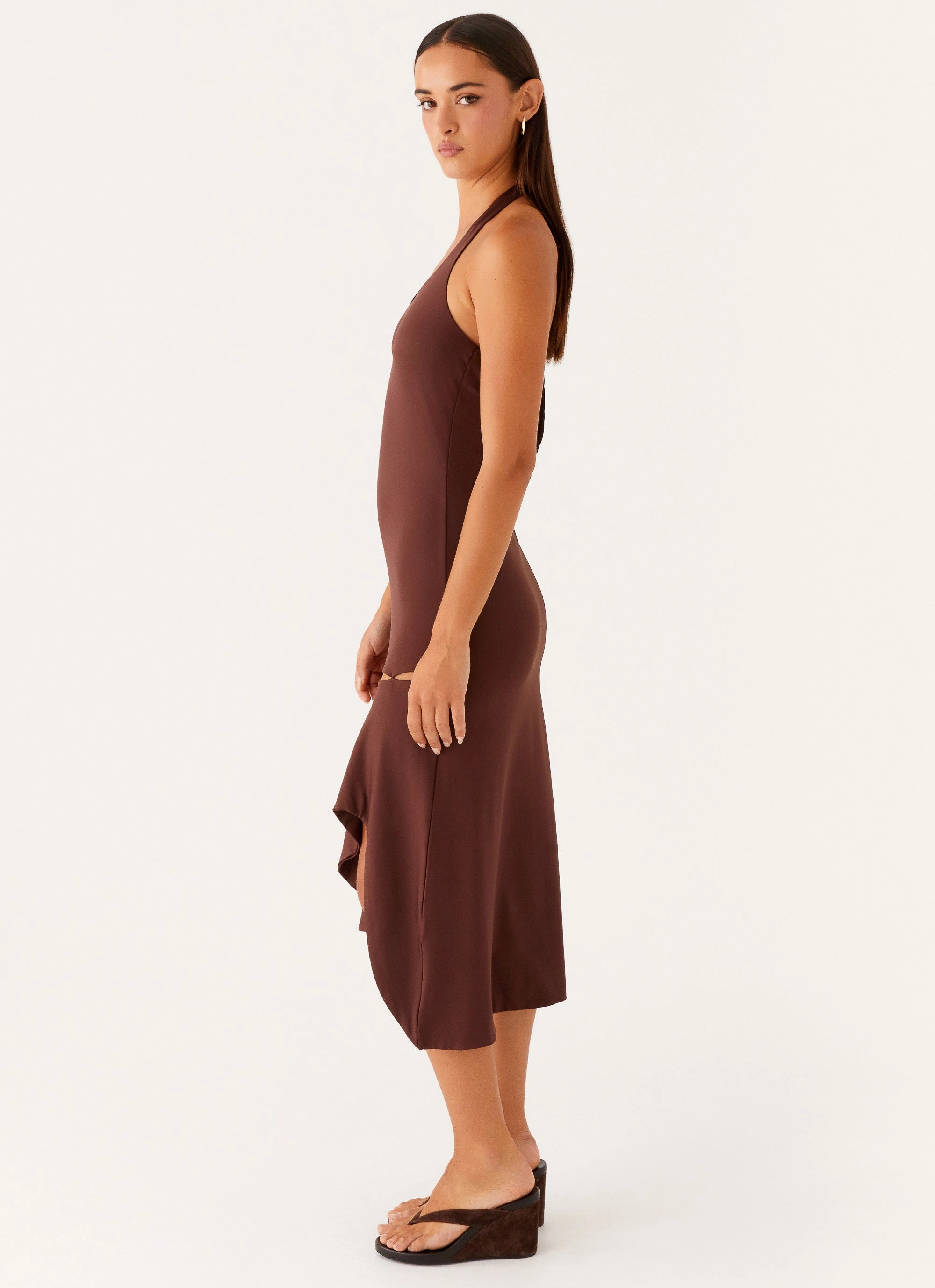 Fast Times Midi Dress - Chocolate Minimal Details