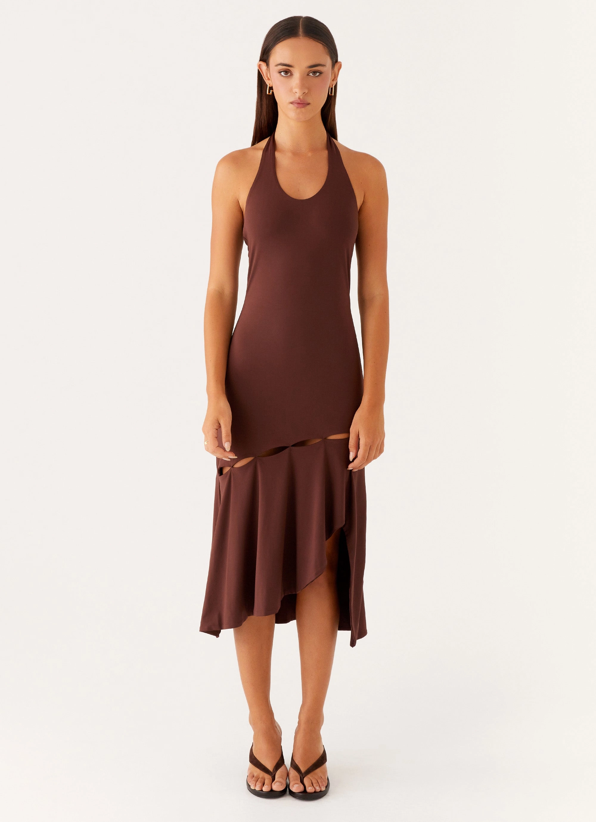 Skin-friendly Fast Times Midi Dress - Chocolate