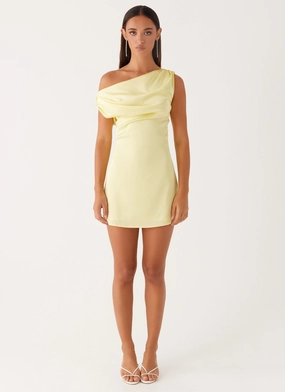 Heart Of Glass Satin Mini Dress - Yellow Fall Piece