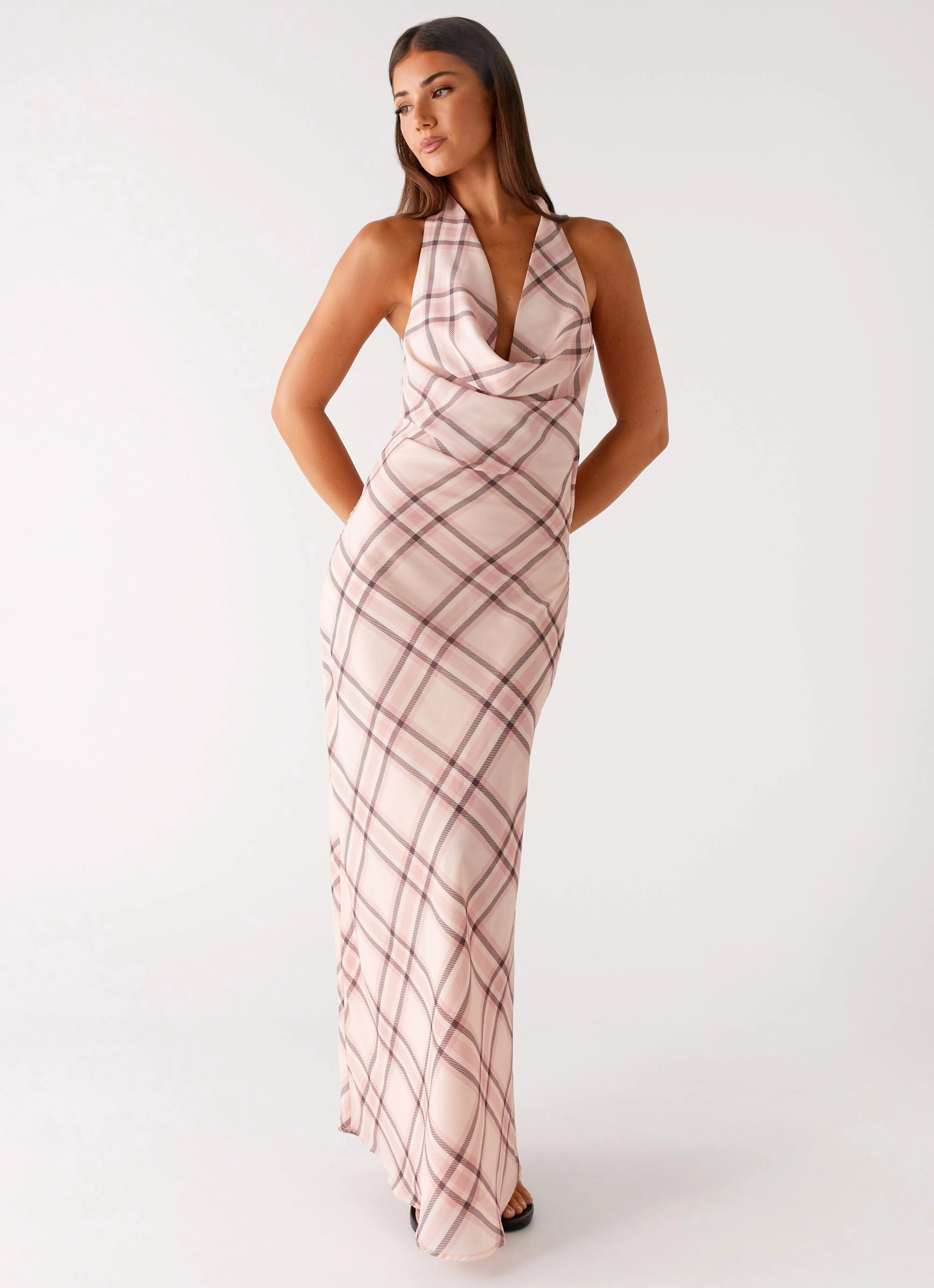 Soft Profile Delicate Mood Muse Maxi Dress - Pink Check
