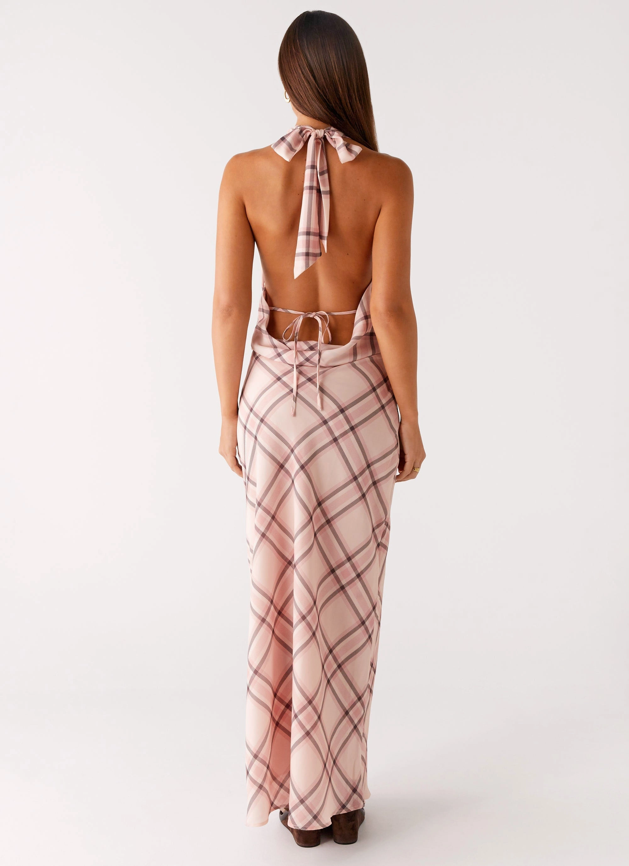 Muse Maxi Dress - Pink Check Dew Tone