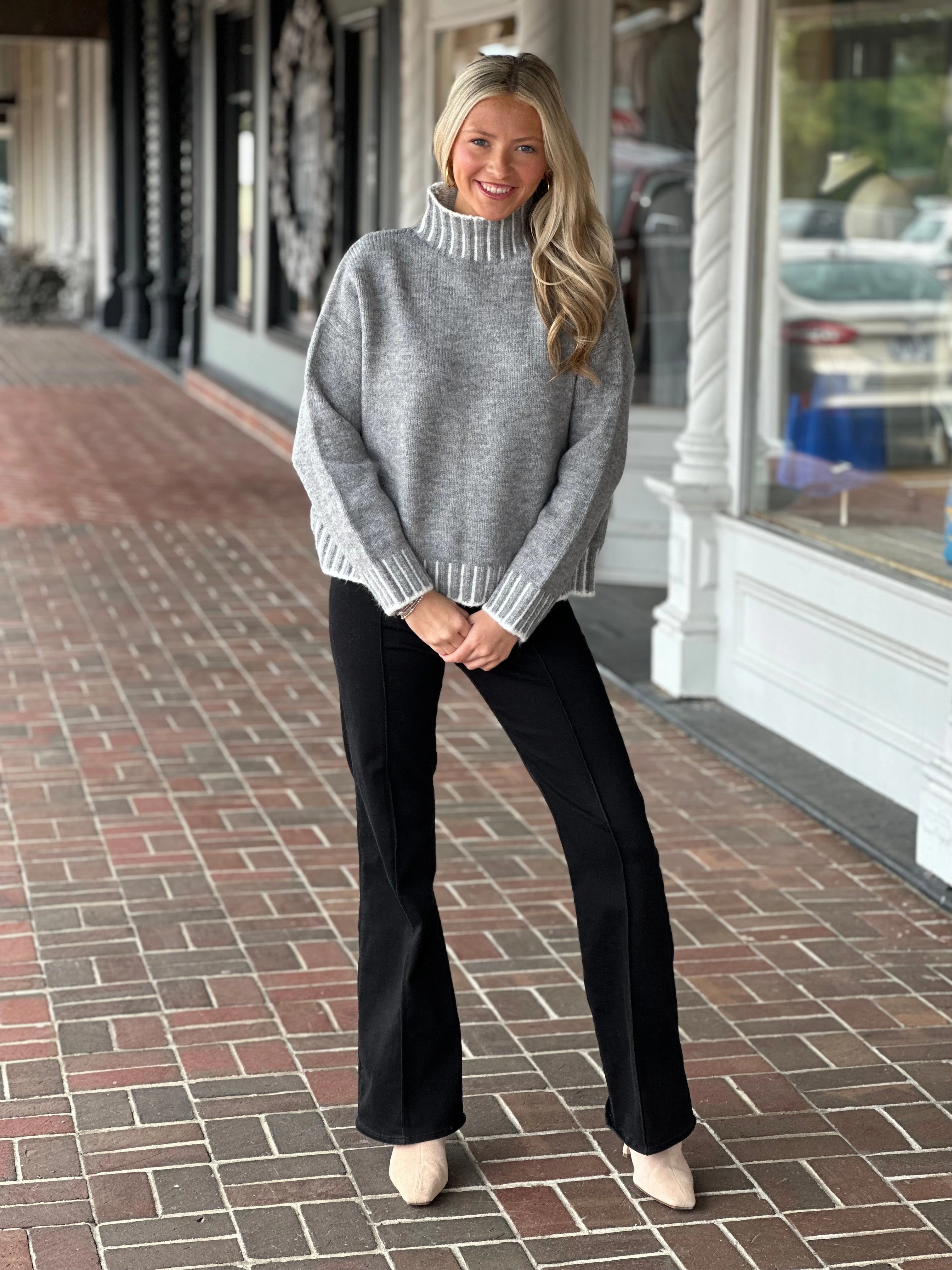 Favorite Stitch Sweater in Charcoal Soft Material Stain Resistant Treatment