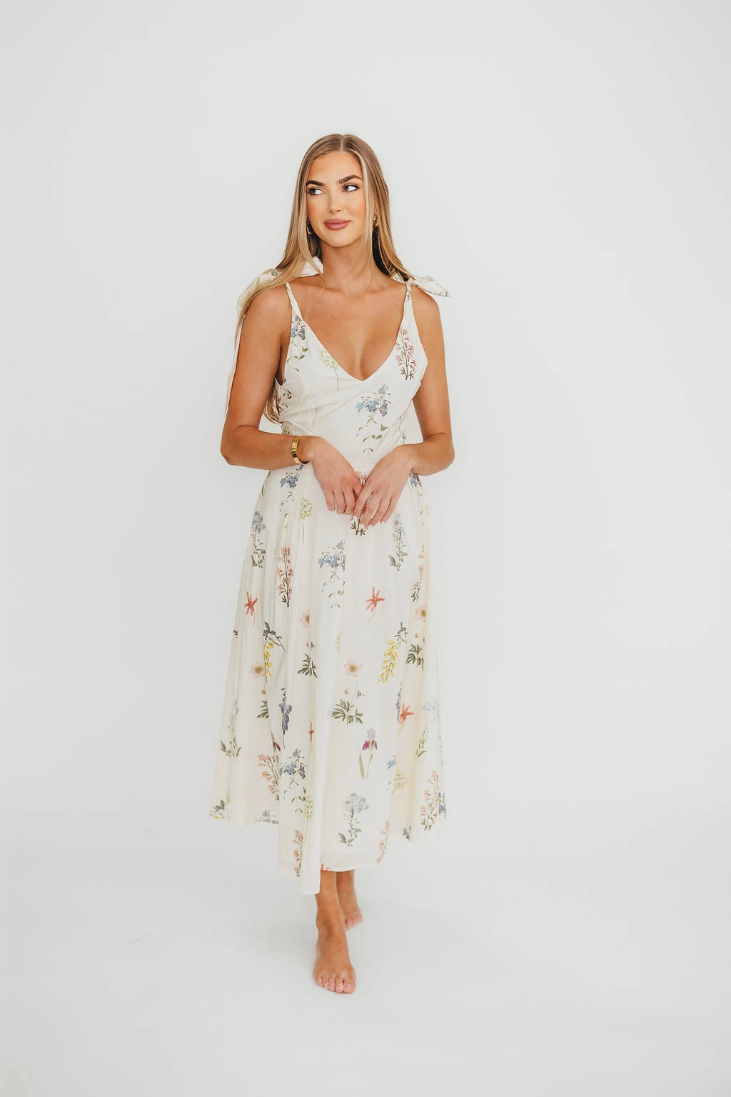 Fawna Floral Midi Dress in Cream *Final-Sale* Coastal Chic Modest Cut