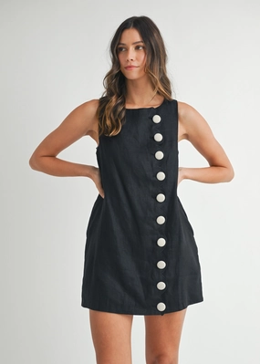 Draped Silhouette FadeResistantColor STELLA BUTTON DETAIL MINI DRESS