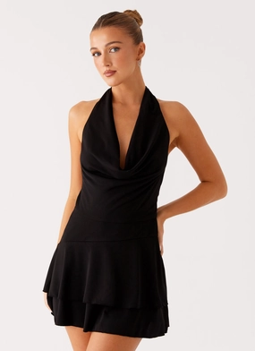 Feel Good Mini Dress - Black Silky Silhouette Silky Layer