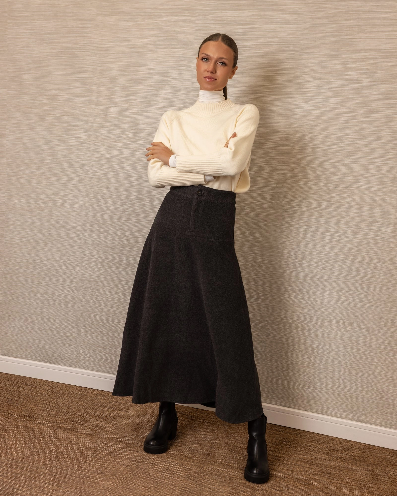 Yves Aline Maxi | Charcoal Gray Leg Elongating
