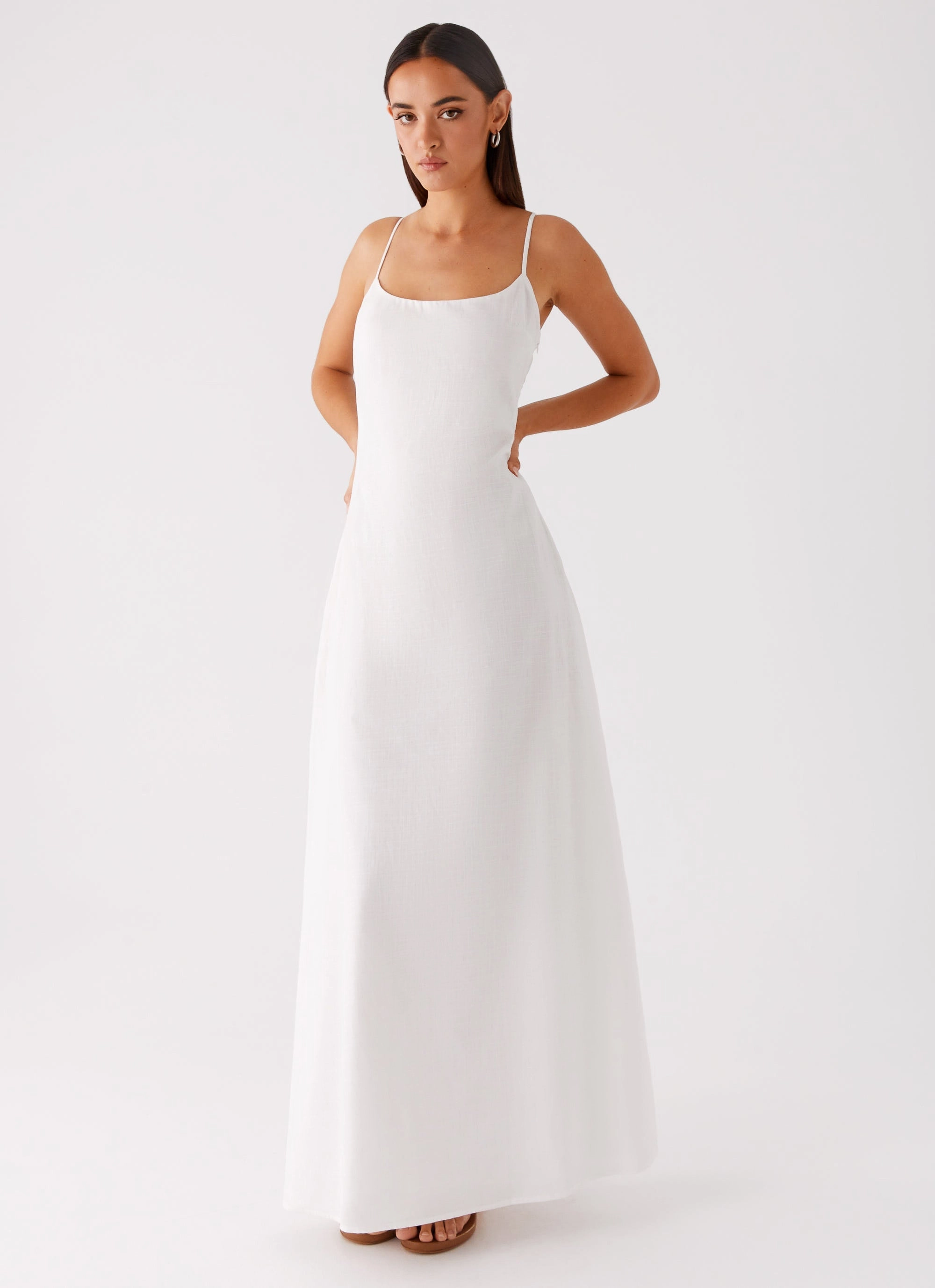 light layering Ceremony Ready Madeleine Scoop Neck Maxi Dress - Off White