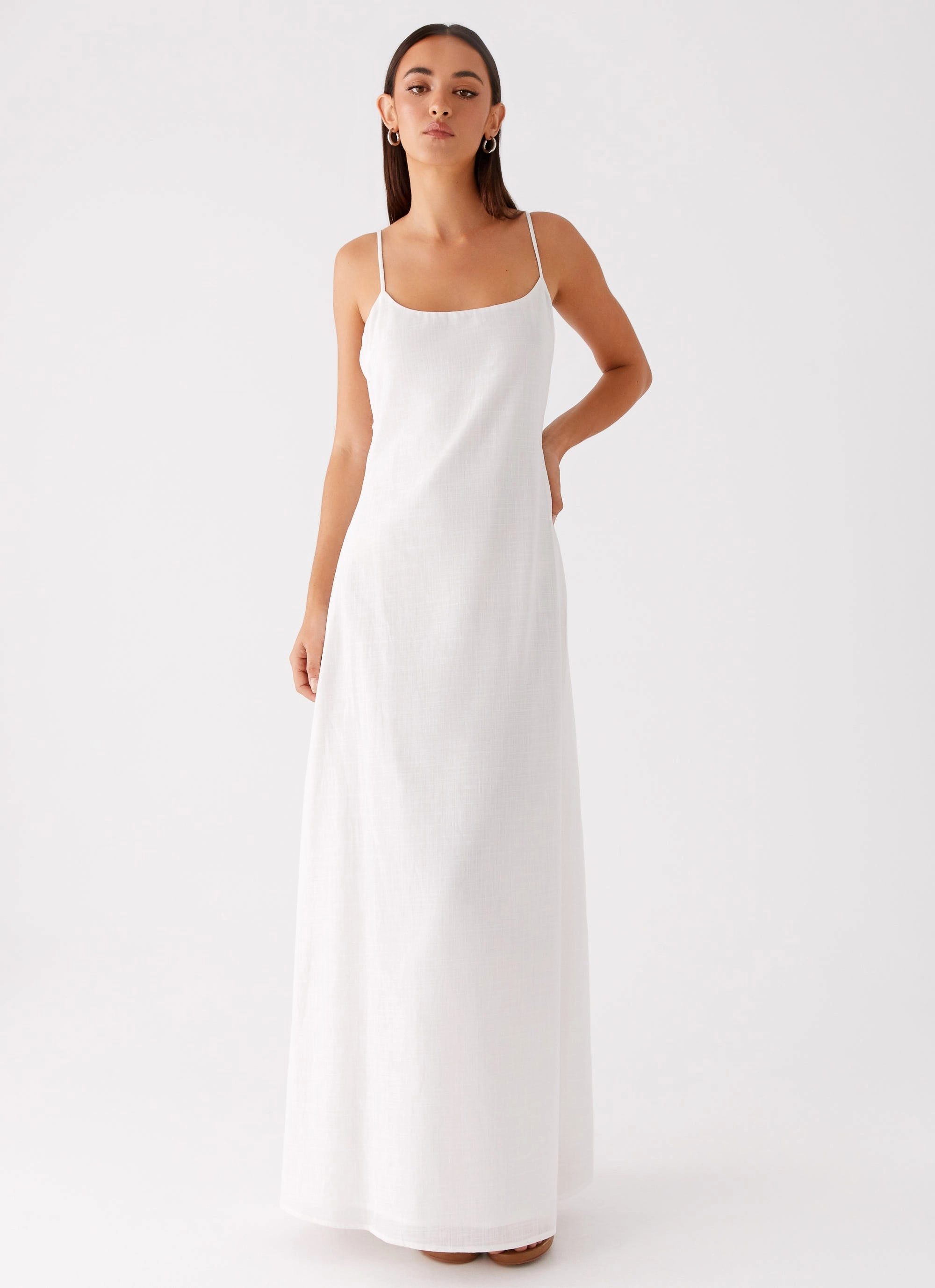 Madeleine Scoop Neck Maxi Dress - Off White Edgy Layers Daily Form