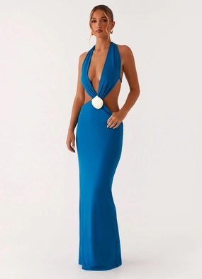 Flossy Maxi Dress - Royal Blue Trendy Vibe Breathable Comfort Wear