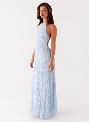 Halter-Neck Aullie Maxi Dress - Blue