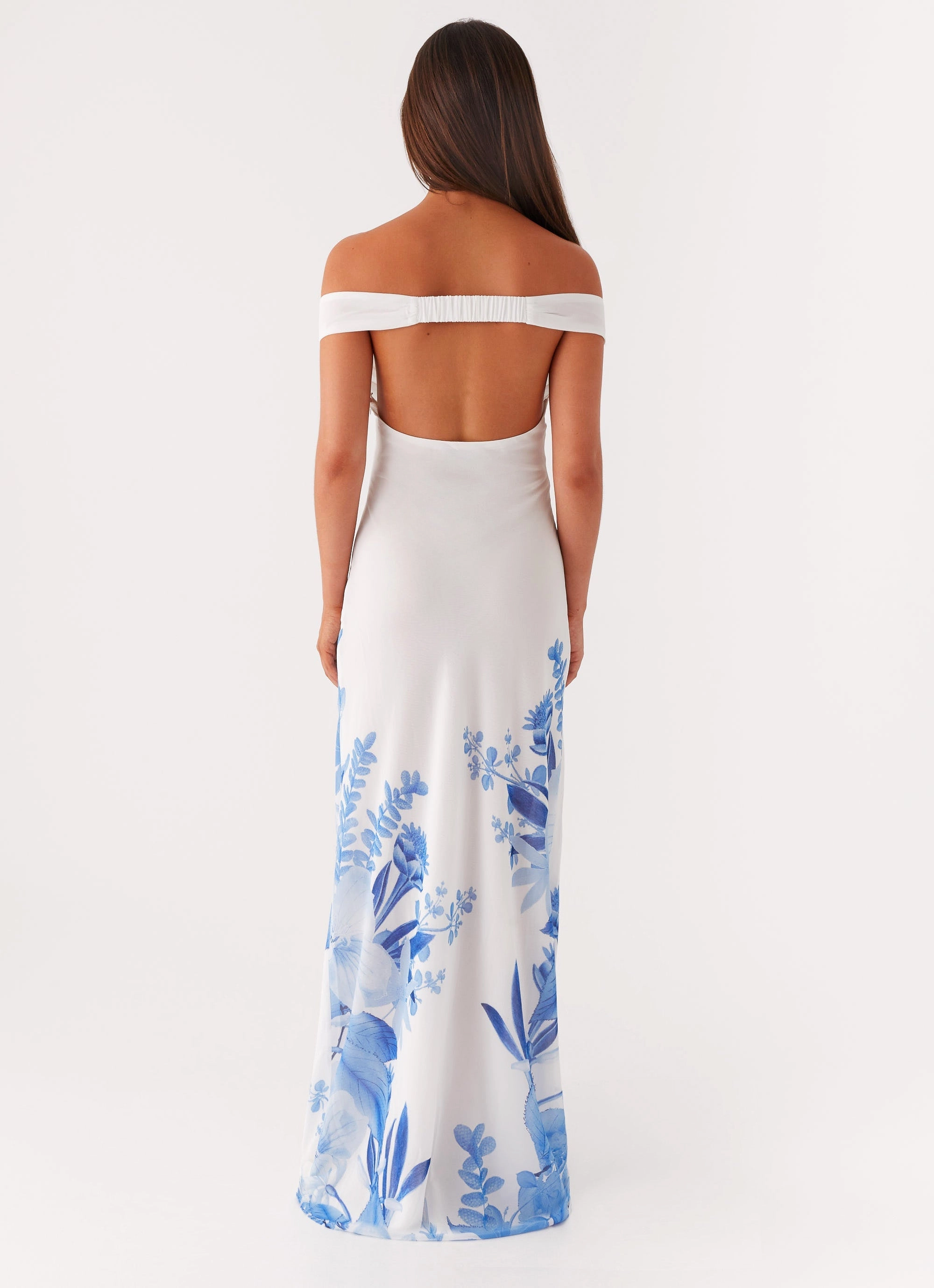 Krissa Maxi Dress - Blue Floral Comfortable Waist Design Elastic-Waist