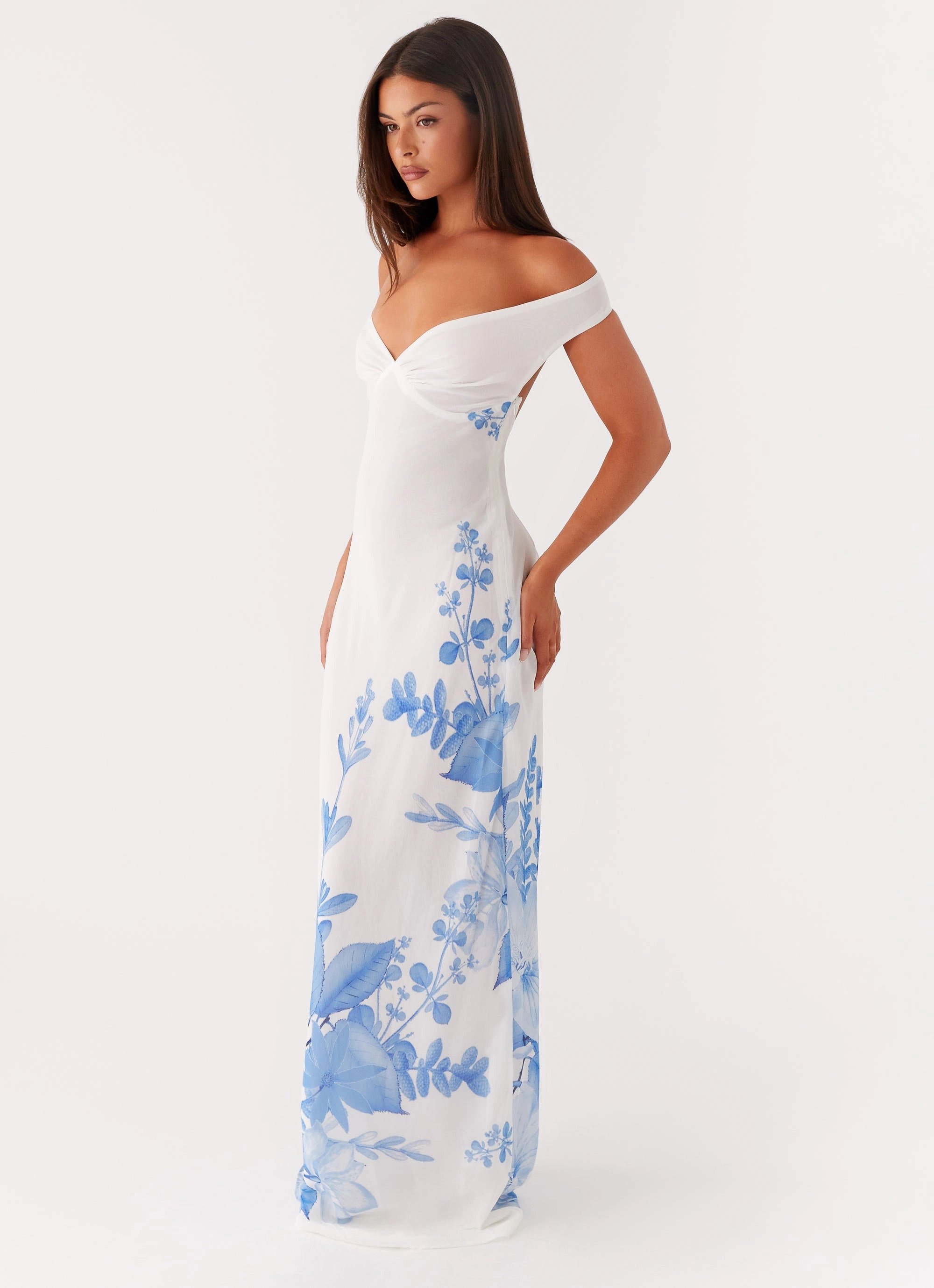Krissa Maxi Dress - Blue Floral Beadwork Modern Staple