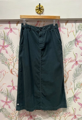 Couture Inspired Soft Focus Fia Corduroy Midi Skirt in Mallard