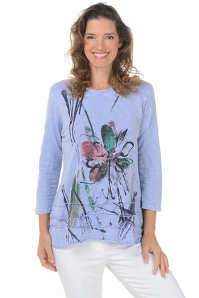 Flexible Knit Blend Field Notes Mineral Wash Ruffle Knit Top