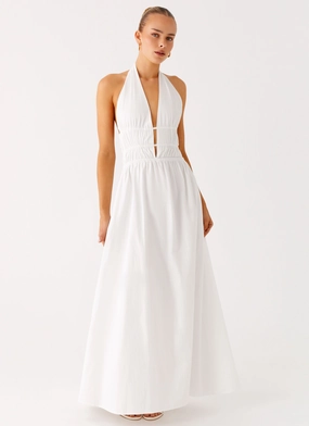 Figaro Halter Maxi Dress - White Flexible Comfort