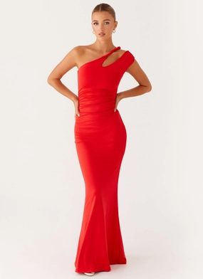 StretchableKnit Wide Swing Lopez Maxi Dress - Tangerine