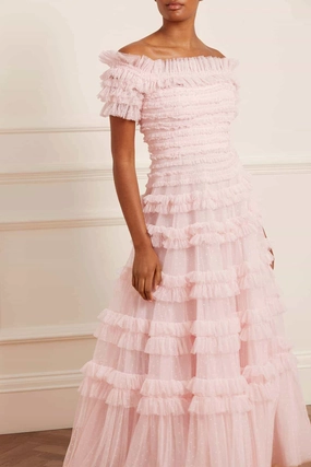 Lisette Ruffle Off Shoulder Gown Modern Comfort