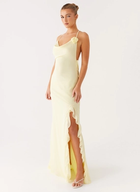 First Class Maxi Dress - Yellow Easy Go Flattering Waist Design Fit