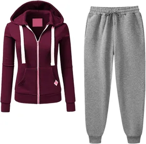 Firzero Athletic Sets for Women 2 Piece Long Sleeve Tracksuit Set 2 Piece Sweatsuit Outfits Long Sleeve Zip Up Lounge Set