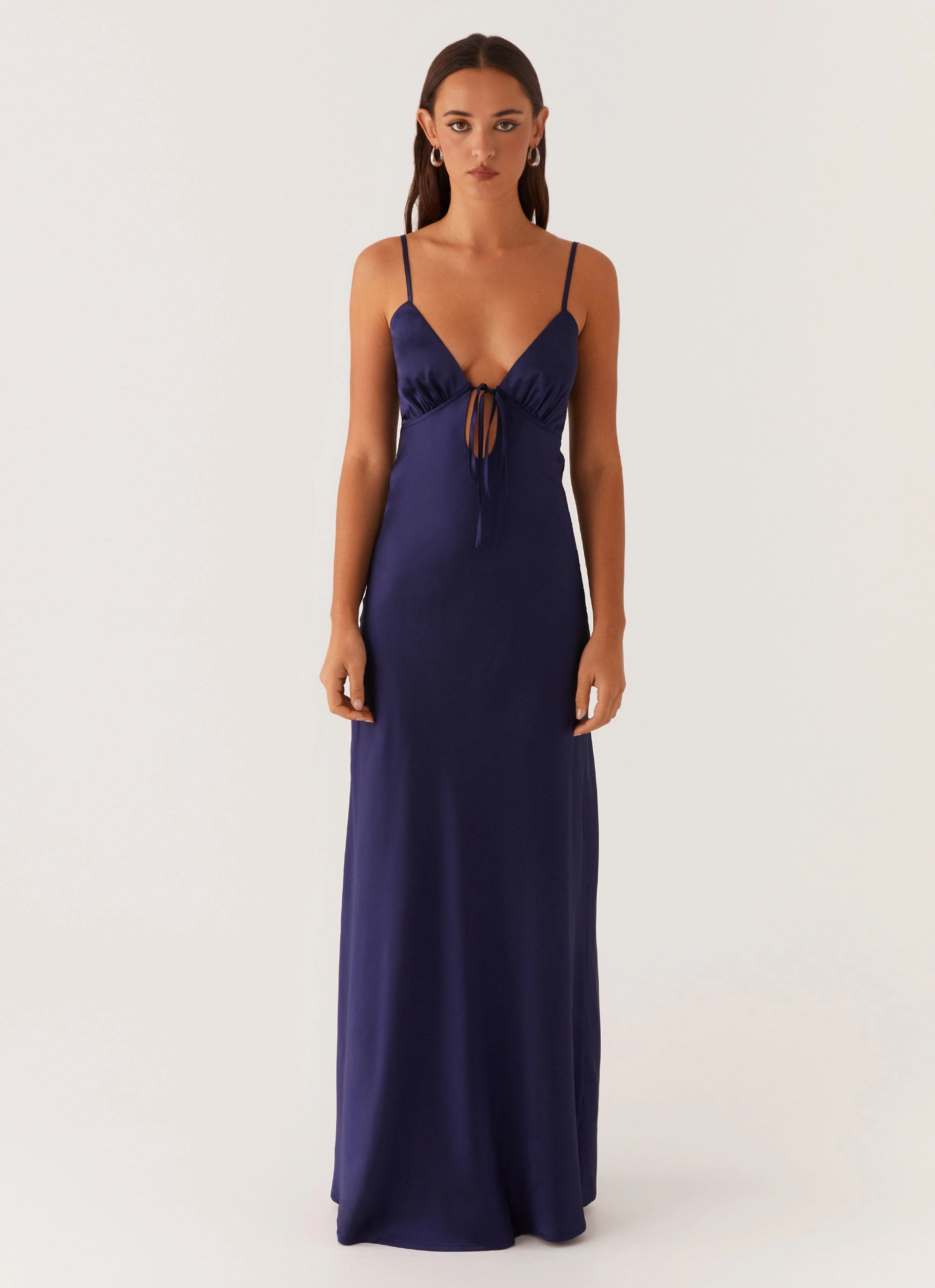 Flora Satin Maxi Dress - Navy Artistic Shape