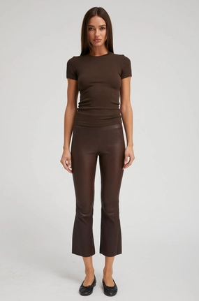 Dark Chocolate Leather Crop Flare Neutral Wear