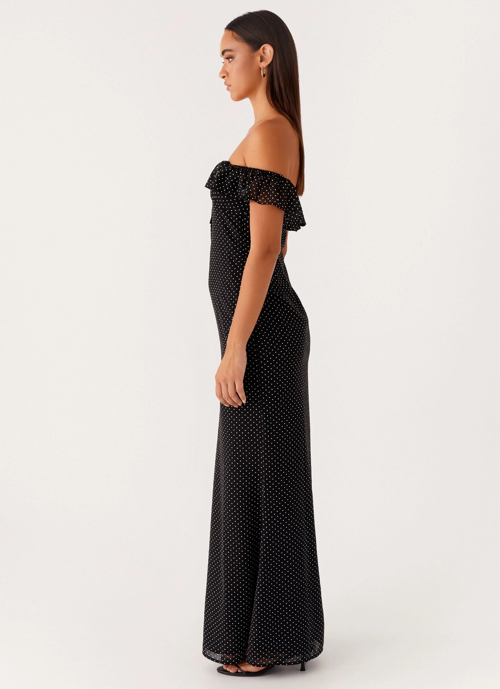Vibrant Hue Bless Glow Scarlet Cherry Maxi Dress - Black Polka Dot