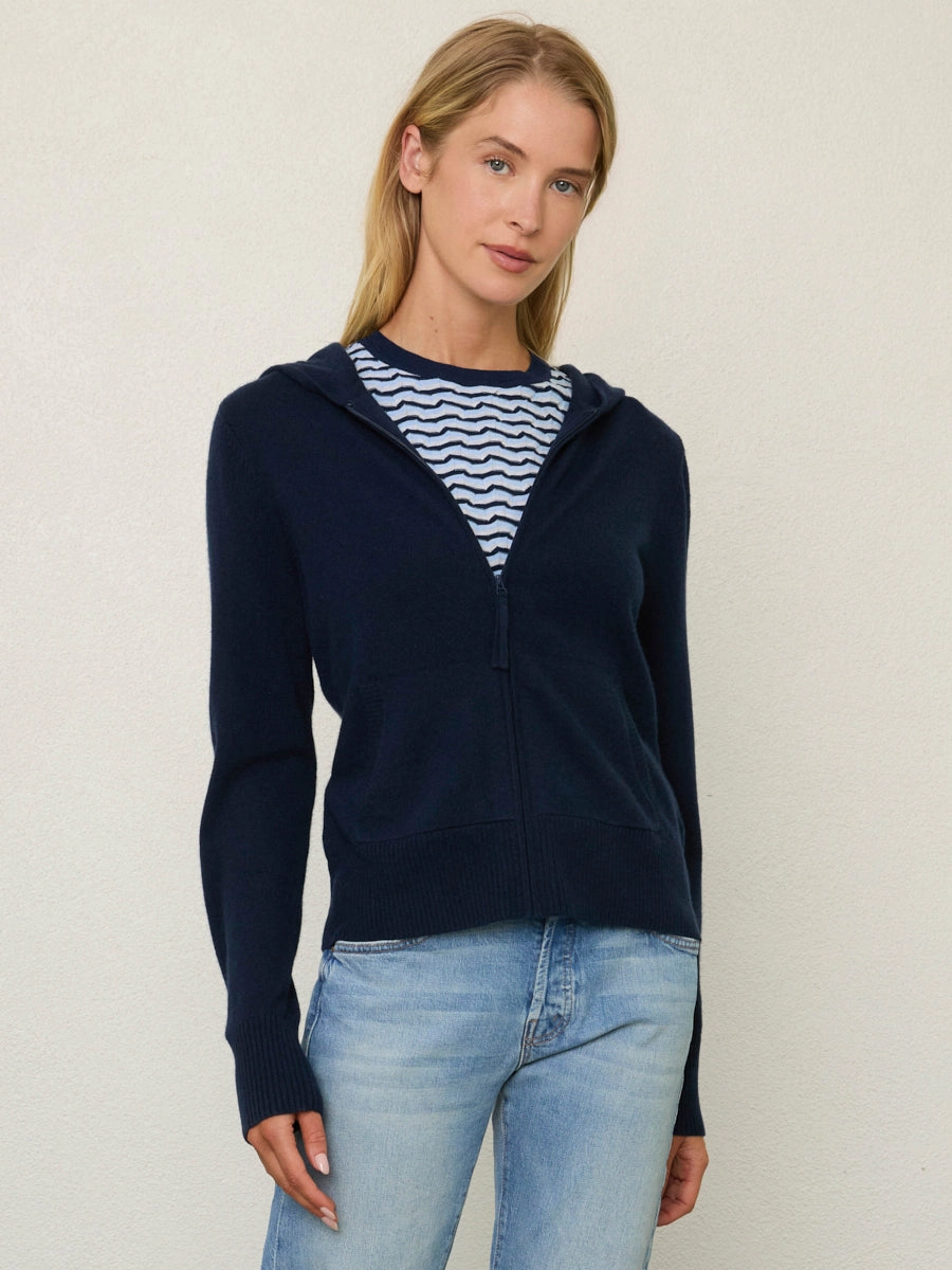 Organic Cotton Fiber Flatlock Stitching Technique FITTED CASHMERE HOODIE