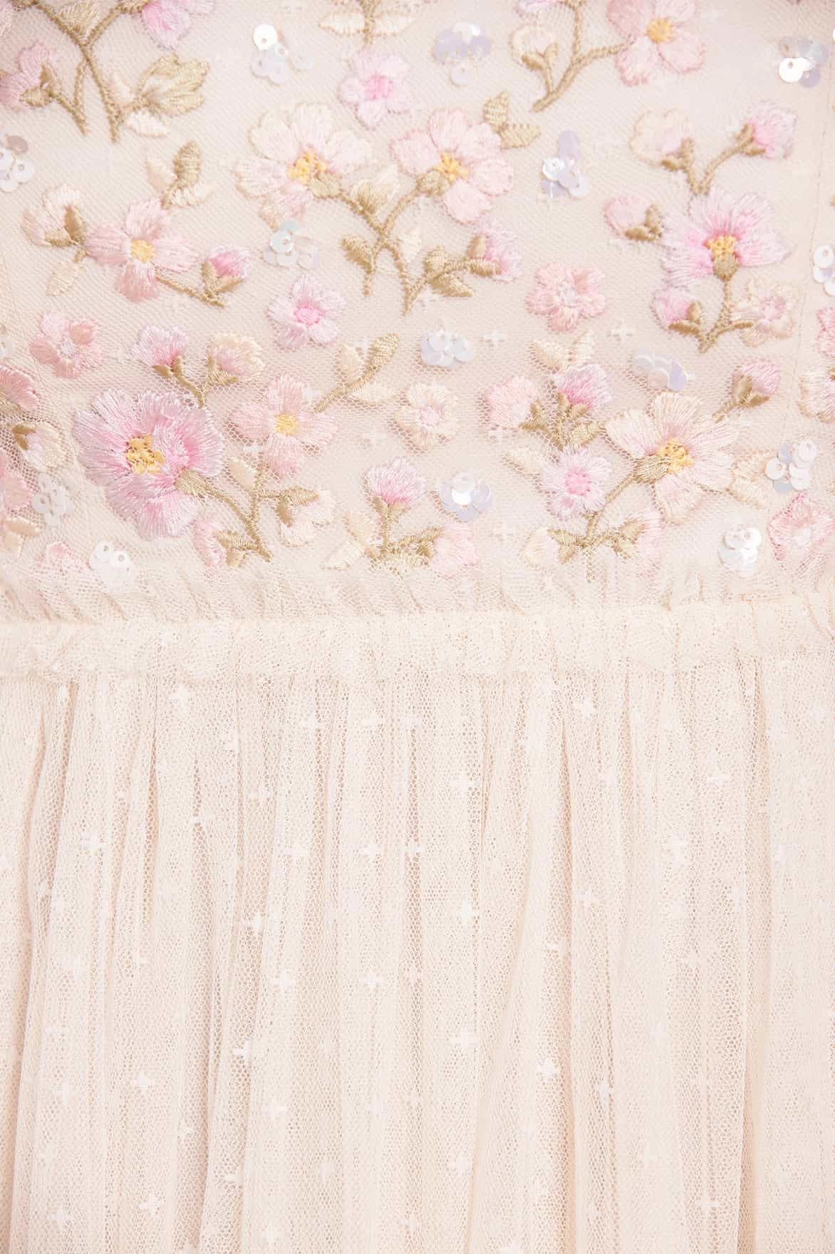 Brunch Glow Dahlia Ditsy Bodice Round Neck Ankle Gown