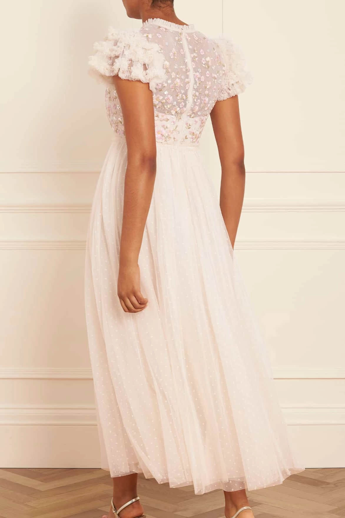 Smart and Chic Clean Outfit Dahlia Ditsy Bodice Round Neck Ankle Gown