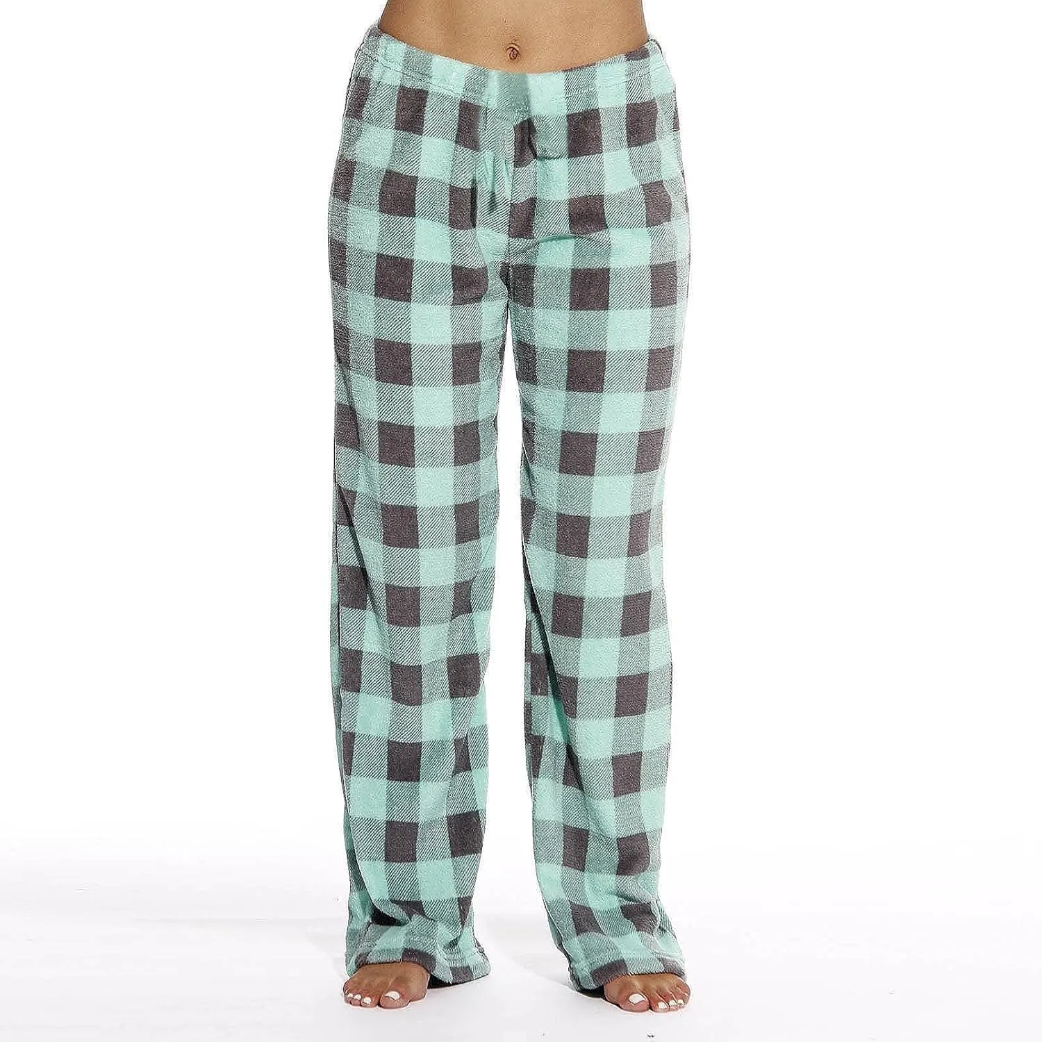 Flannel Buffalo Plaid Pajama Pants Women Comfy Warm Plaid Pj Pants Fuzzy Wide Leg Lounge Pants Pajamas Bottoms