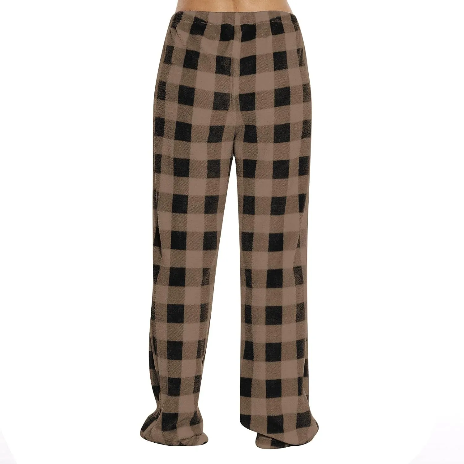 Flannel Buffalo Plaid Pajama Pants Women Comfy Warm Plaid Pj Pants Fuzzy Wide Leg Lounge Pants Pajamas Bottoms