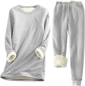 Flannel Pajamas Set for Women Soft Comfy Fleece Pjs Pullover Pants Loose Plush Sleepwear Fuzzy Loungewear for Winter