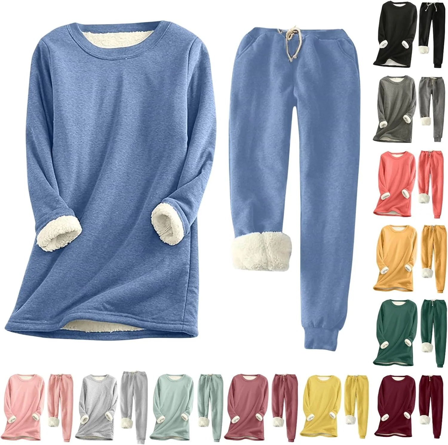 Flannel Pajamas Set for Women Soft Comfy Fleece Pjs Pullover Pants Loose Plush Sleepwear Fuzzy Loungewear for Winter