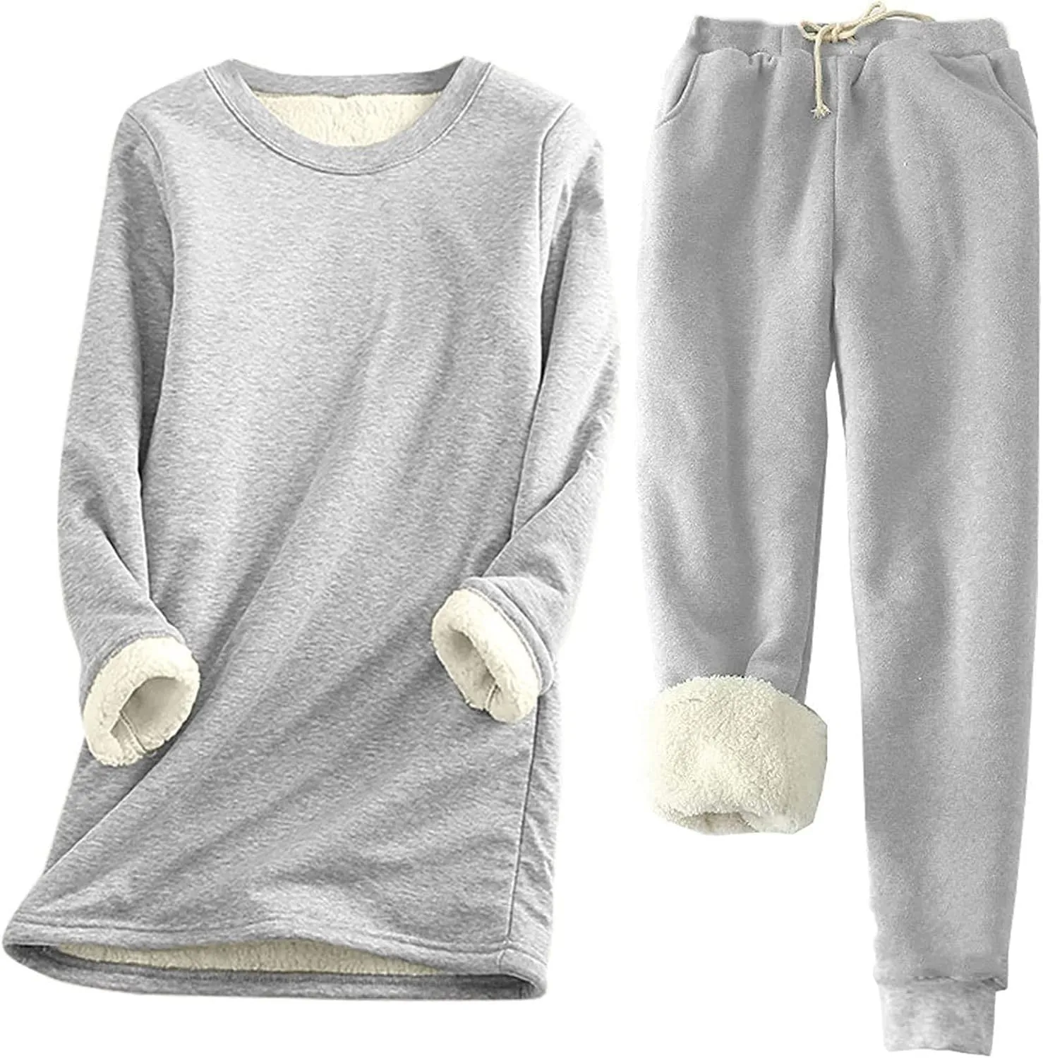 Flannel Pajamas Set for Women Soft Comfy Fleece Pjs Pullover Pants Loose Plush Sleepwear Fuzzy Loungewear for Winter