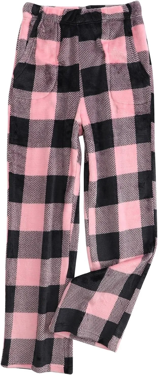 Flannel Pajamas Women Solid Color Polka Dots Plaid Pajama Pants Fuzzy Pajamas For Women Fleece Pajamas Women Y2K Pants