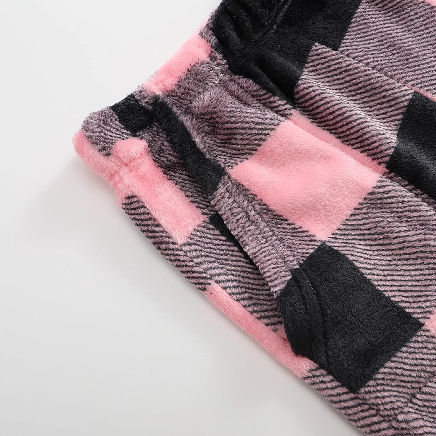 Flannel Pajamas Women Solid Color Polka Dots Plaid Pajama Pants Fuzzy Pajamas For Women Fleece Pajamas Women Y2K Pants