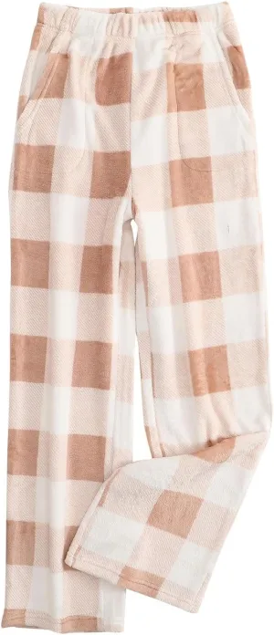 Flannel Pajamas Women Solid Color Polka Dots Plaid Pajama Pants Fuzzy Pajamas For Women Fleece Pajamas Women Y2K Pants