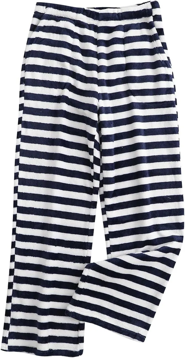 Flannel Pajamas Women Solid Color Polka Dots Plaid Pajama Pants Fuzzy Pajamas For Women Fleece Pajamas Women Y2K Pants