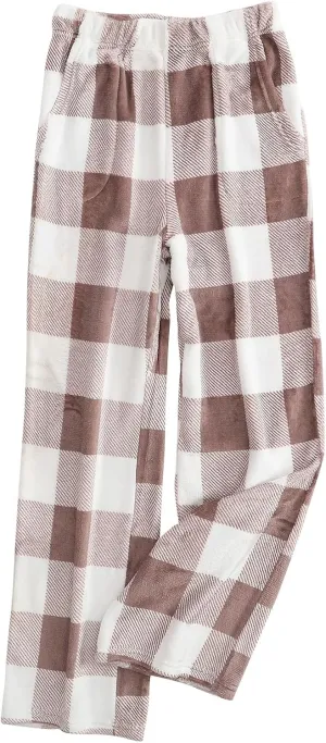 Flannel Pajamas Women Solid Color Polka Dots Plaid Pajama Pants Fuzzy Pajamas For Women Fleece Pajamas Women Y2K Pants