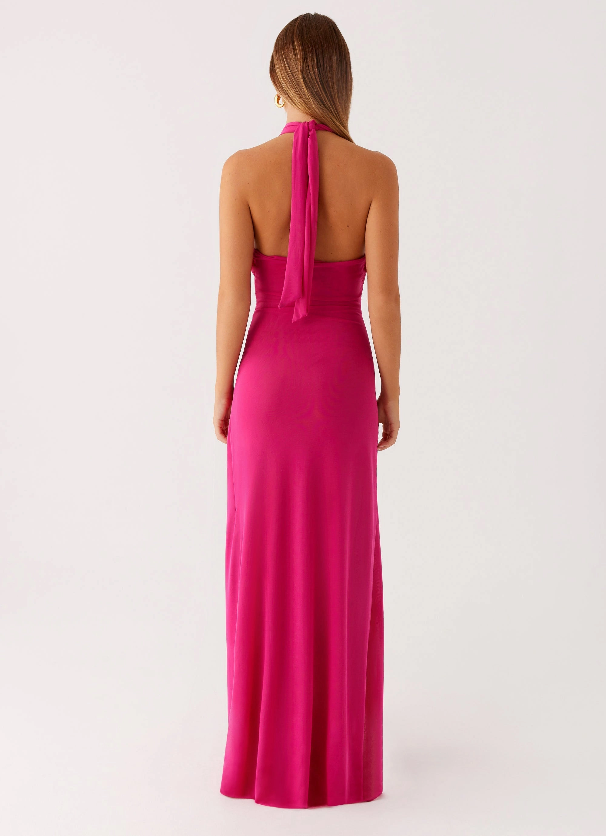 Ericka Maxi Dress - Hot Pink Subtle Glow Fitted Neat