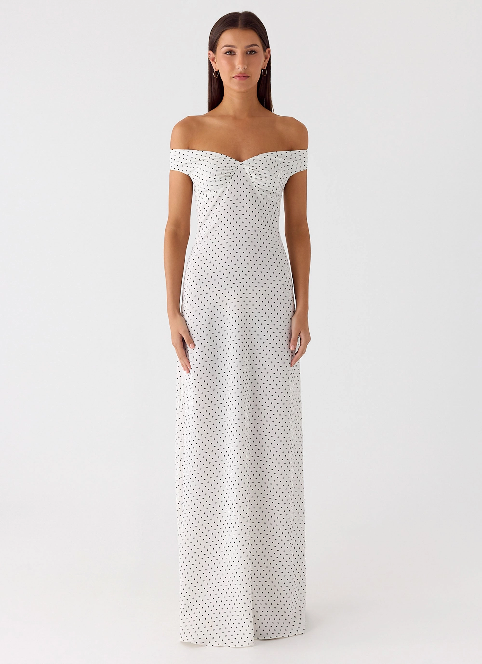 Formal Aura Melany Maxi Dress - White Polkadot