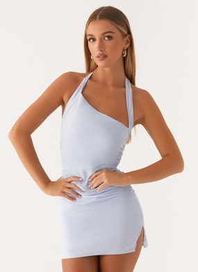 Annalissa Linen Mini Dress - Blue Minimal Details