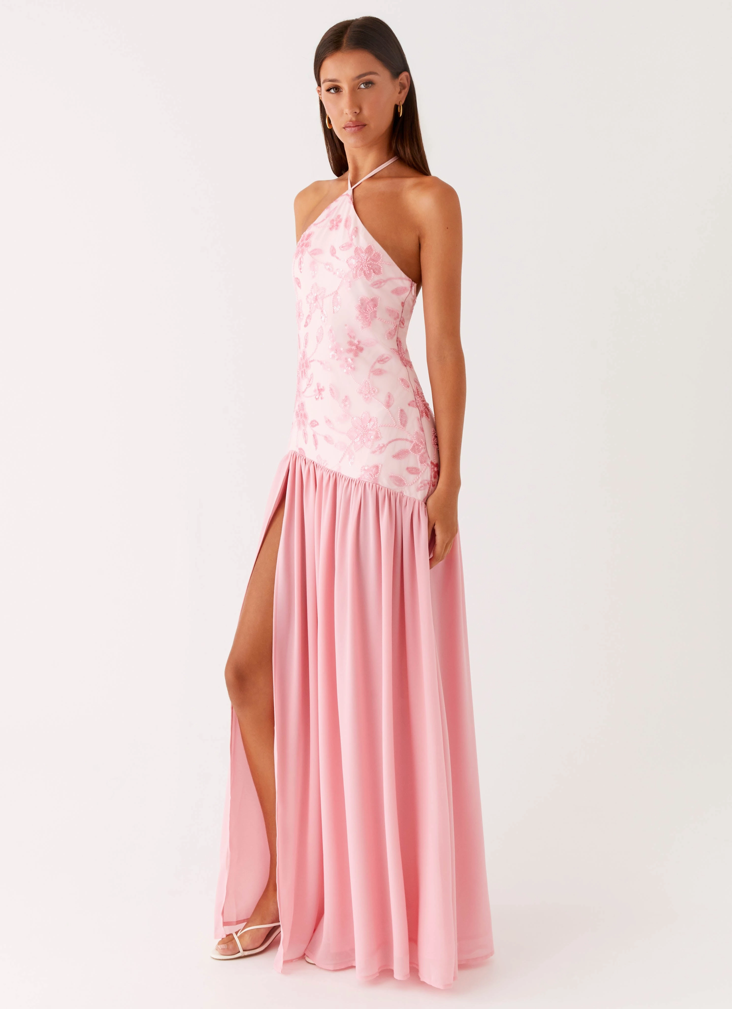 Janelle Beaded Maxi Dress - Pink Contemporary Vibe