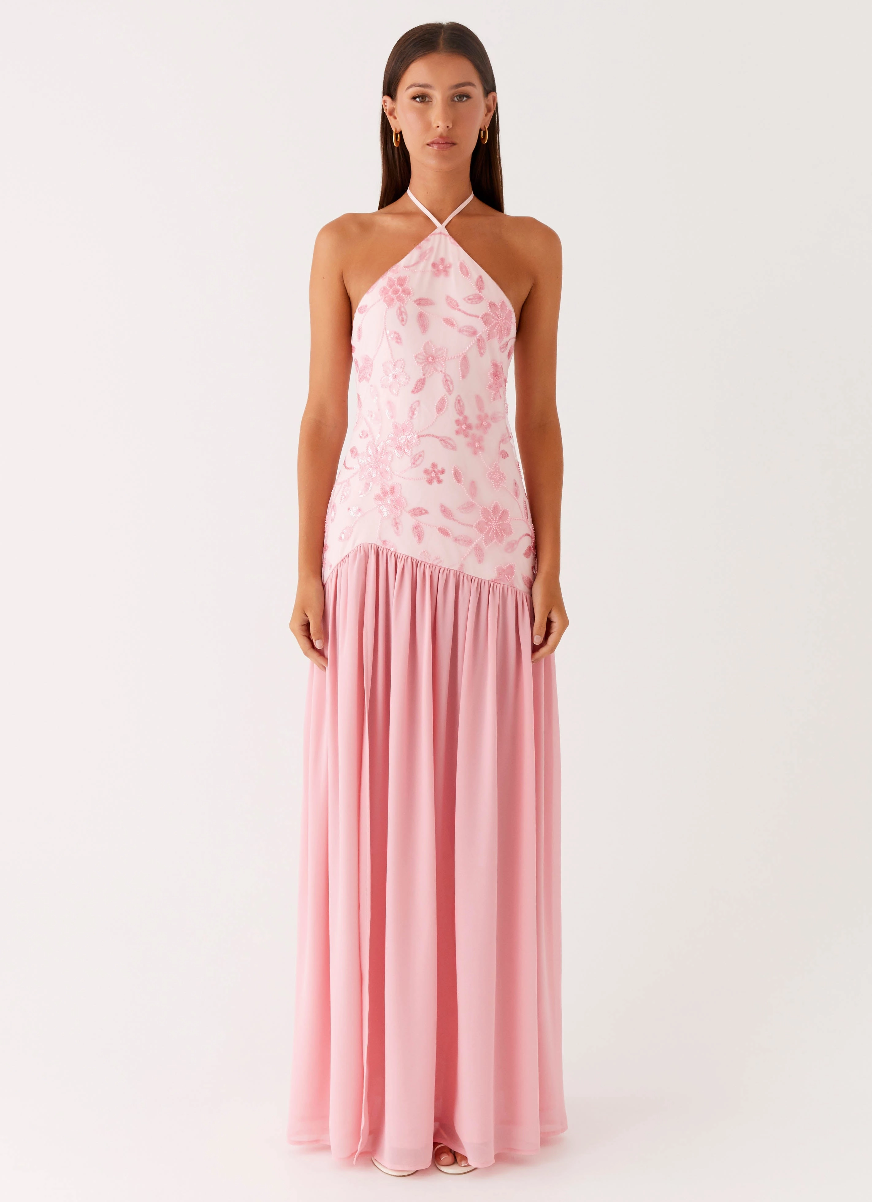 Skin Touch Janelle Beaded Maxi Dress - Pink