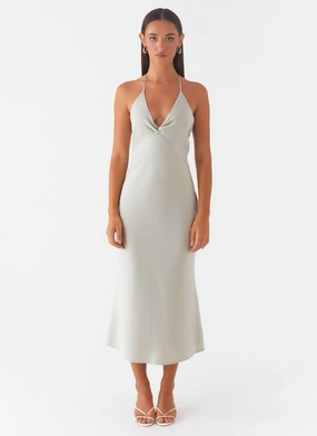 High Note Midi Dress - Sage Relaxed-fit maxi dress Sheer Element