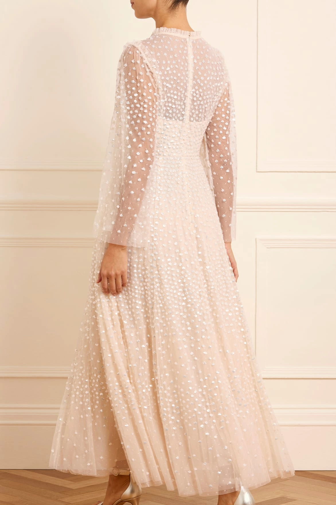 Year Round Timeless Comfort Scatter Dot Round Neck Ankle Gown