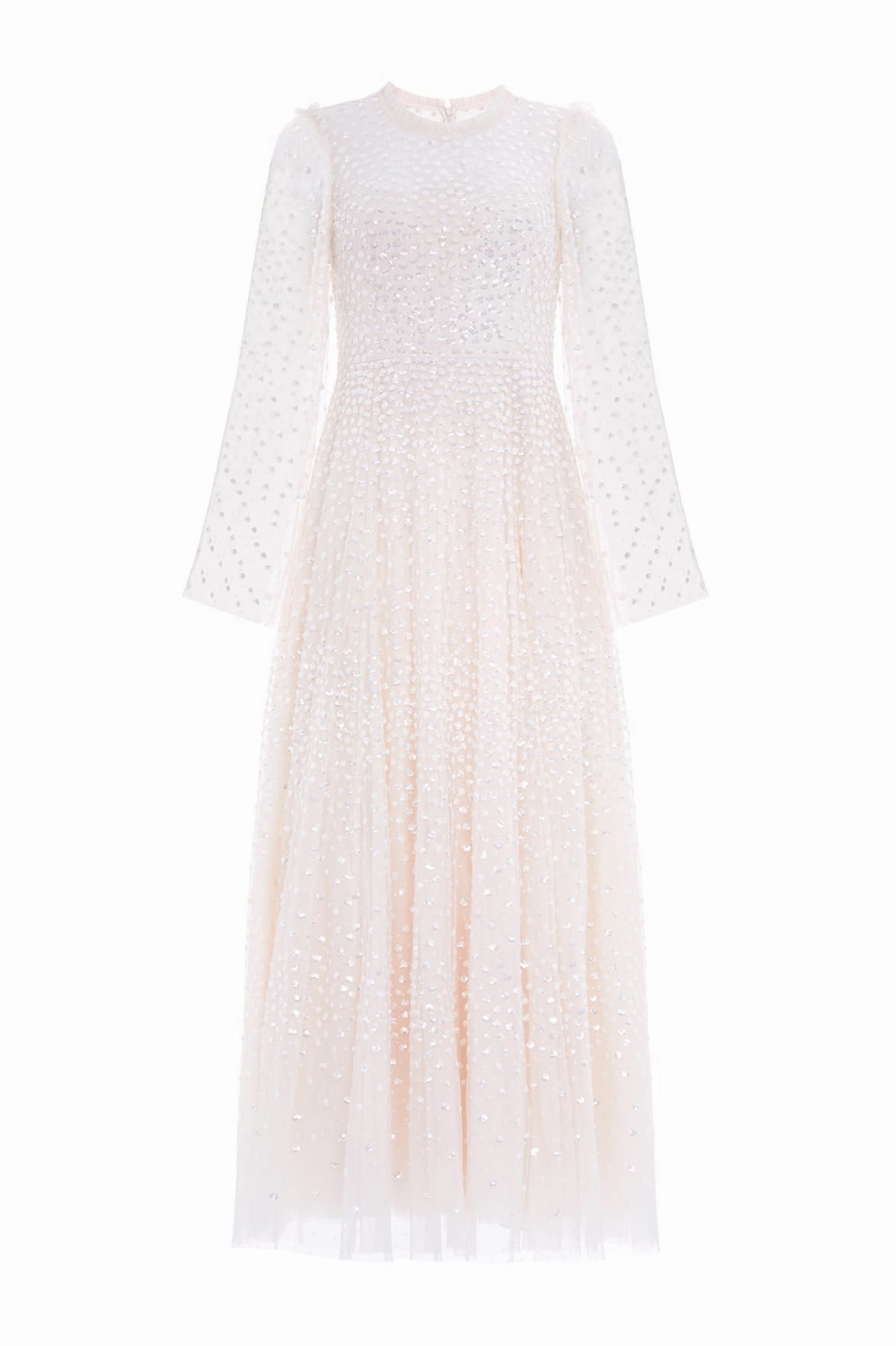 Scatter Dot Round Neck Ankle Gown Casual Look Smooth Finish
