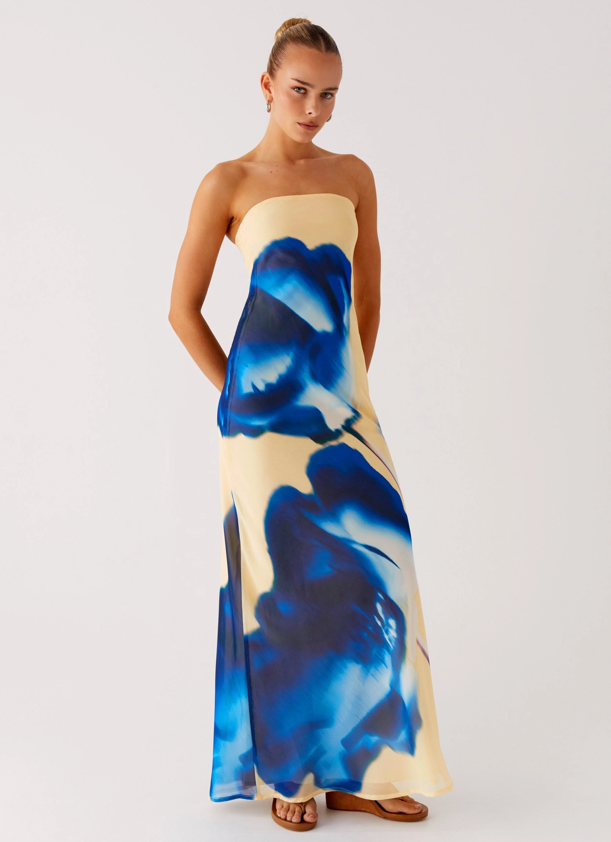 So You Say Strapless Maxi Dress - Heirloom Floral Soft Mesh Perfect Style