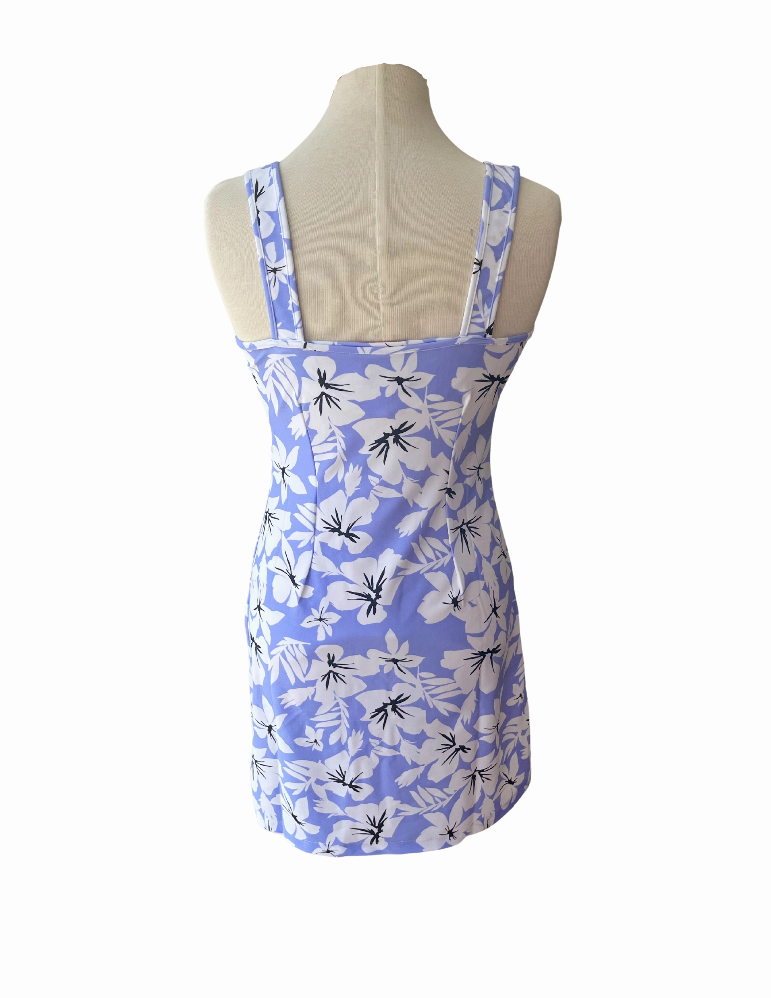Bali Tank Dress Hibiscus Lilac Garden Scene Printed-Lining